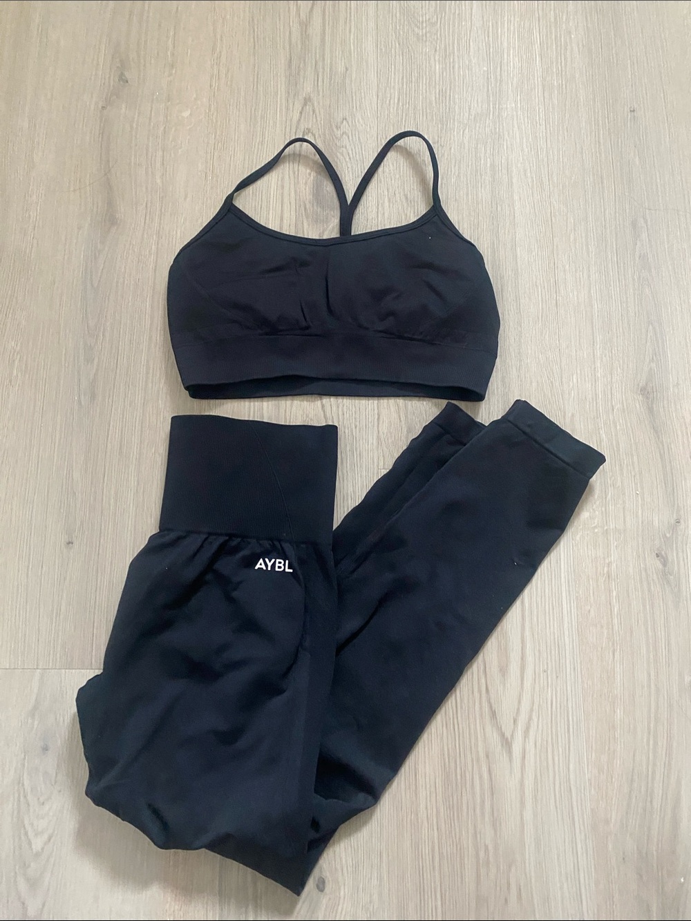 AYBL  Black High-Waist Performance Leggings and Sports Bra